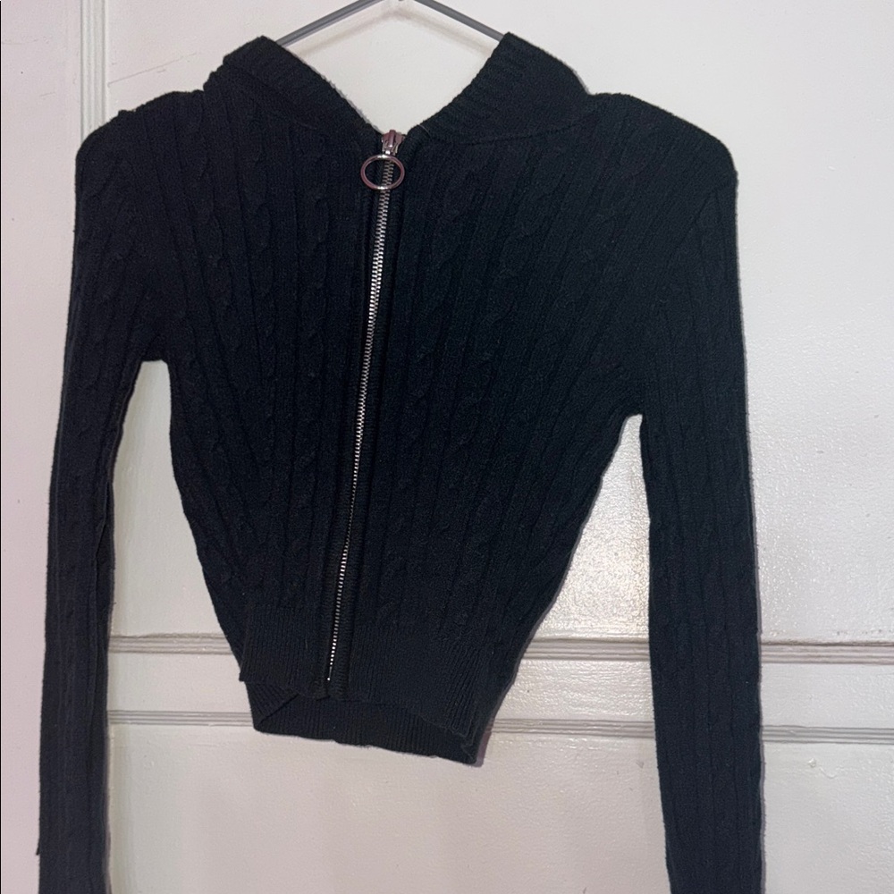 Green Knit Zipper Sweater